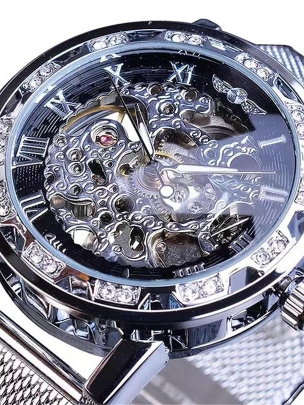 Men's Street Style Luminous Mechanical Watch, Fashion Trendy Watch for Party, Daily Decor, Exquisite All-match Accessories for Birthday Gift with Box