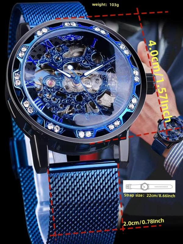 Men's Street Style Luminous Mechanical Watch, Fashion Trendy Watch for Party, Daily Decor, Exquisite All-match Accessories for Birthday Gift with Box