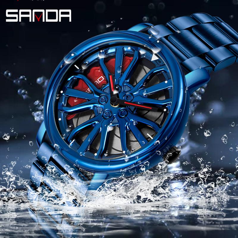 Creative Car Wheel Sports Watch Men Waterproof Military Sports Quartz Wrist Watches Luxury Steel Strap Clock Cool Male reloj