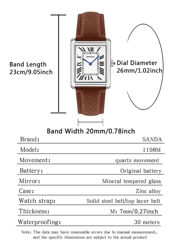 Men's Business Fashion Rectangle Dial Analog Quartz Watch, with Box, Fashion Watch for Party, Daily Decor, Trendy All-match & Exquisite Watch for Birthday Gift