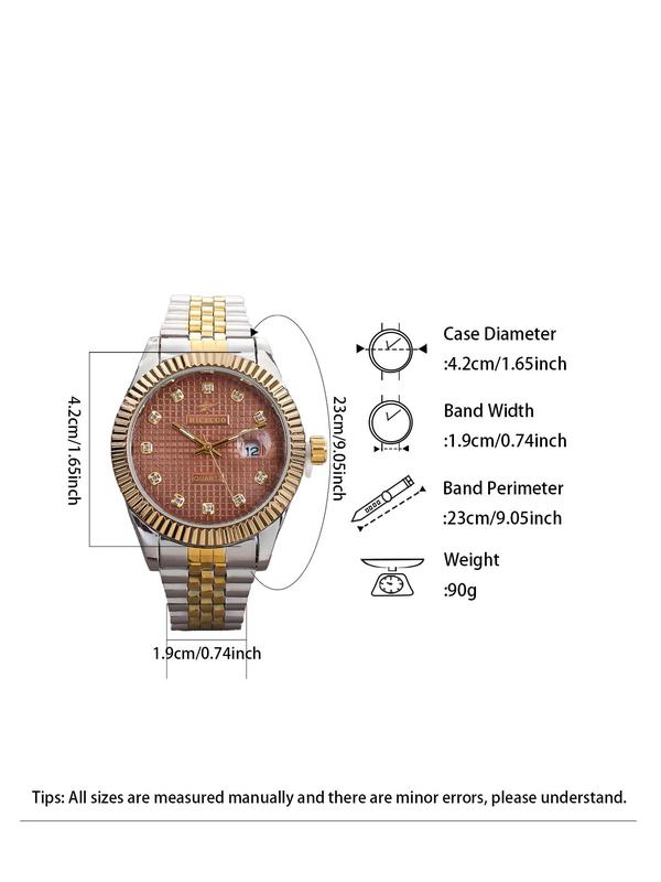 Men's Business Fashion Round Dial Analog Quartz Watch, Fashion Luminous Watch with Date Function for Party, Daily Decor, Trendy Exquisite Watch for Birthday Gift with Box