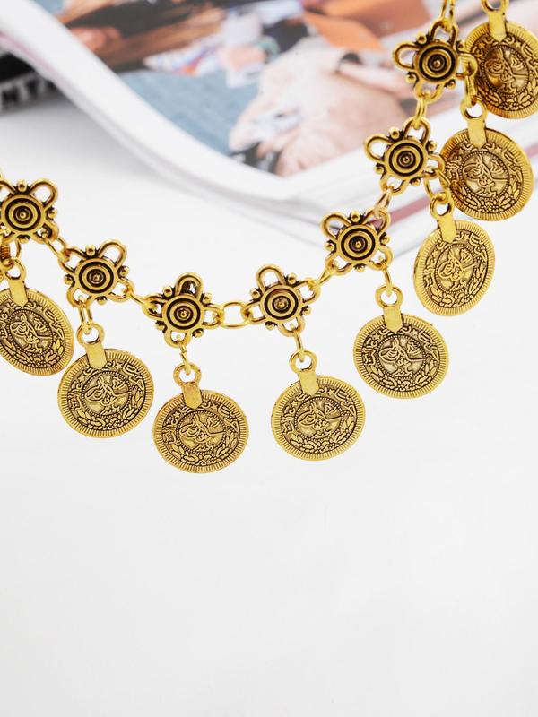 Vintage Round Charm Anklet, Fashionable Jewelry for Beach Party Vacation, Fashion Anklet for Party, Daily Clothing Decor, Trendy All-match & Exquisite Jewelry for Birthday Gift