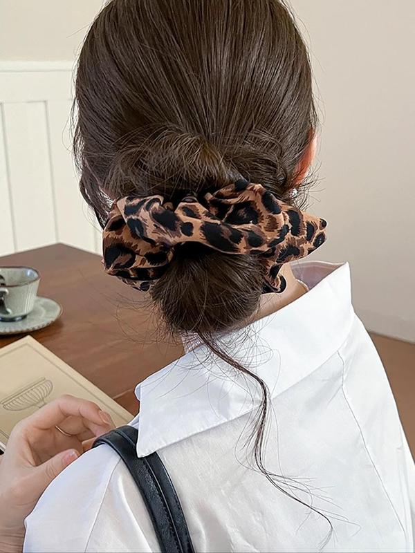 Leopard Pattern Scrunchies, High Stretch Hair Tie, Hair Accessories for Women & Girls, Minimalist Headwear Suitable for Thick Hair