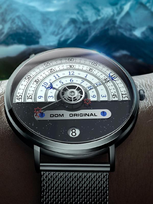 Men's Business Fashion Round Dial Calendrier Quartz Watch, with Box, Fashion Watch for Party, Daily Decor, Trendy All-match & Exquisite Watch for Birthday Gift
