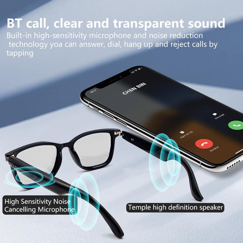 GS-08 Wireless Smart Glasses, Anti Strong Light Sunglasses, IPX5 Waterproof Smart Glasses with BT Call for Tourism, Driving, Cycling, Climbing, Outdoor Fishing