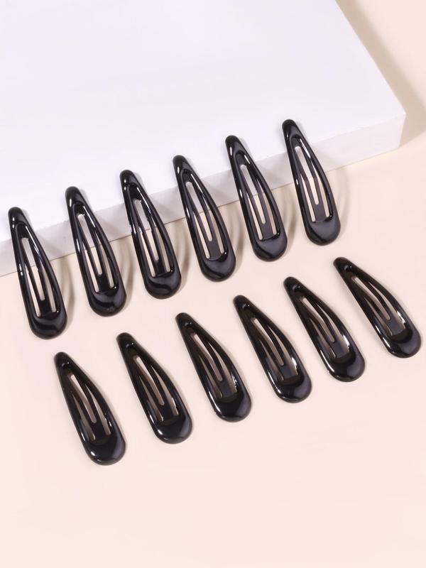 12pcs Women's Simple Style Plain Color Hair Clips, Minimalist Casual Trendy Hair Clips, Hair Accessories For Daily Decoration