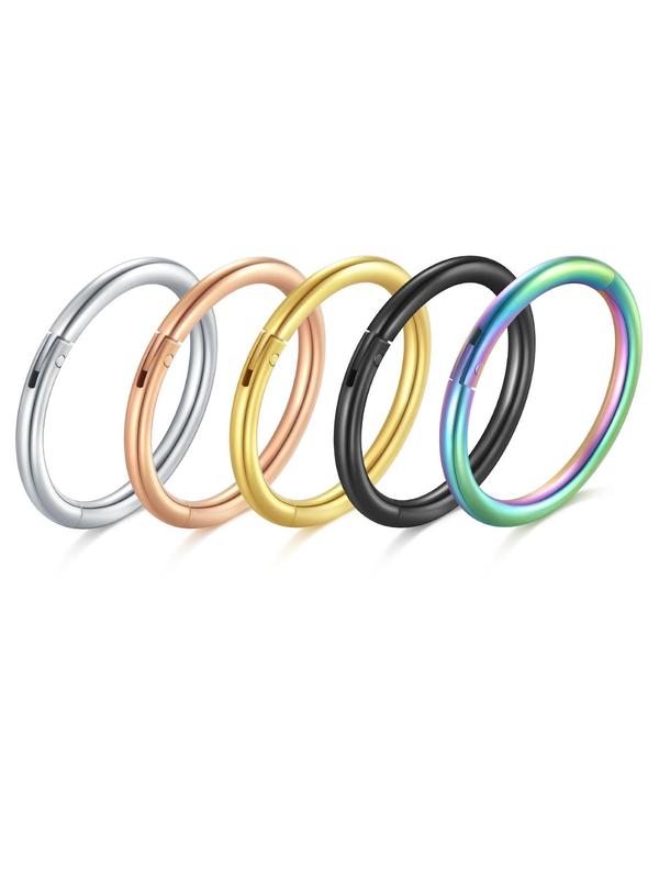 5pcs Simple Stainless Steel Nose Rings, Earring Body Jewelry for Party, Club, Casual Trendy Jewelry for Men & Women, Trendy All-match & Exquisite Jewelry for Birthday Gift, Clean Girl Jewelry