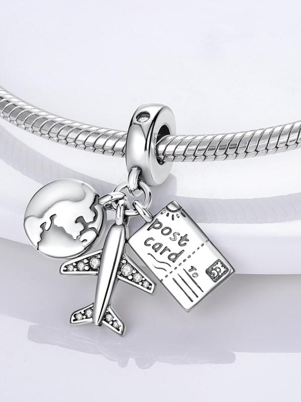 Fashionable Creative Letter & Airplane Design Pendant, Rhinestone Decor Charm for Women & Men, Fashion Accessories for Daily Wear