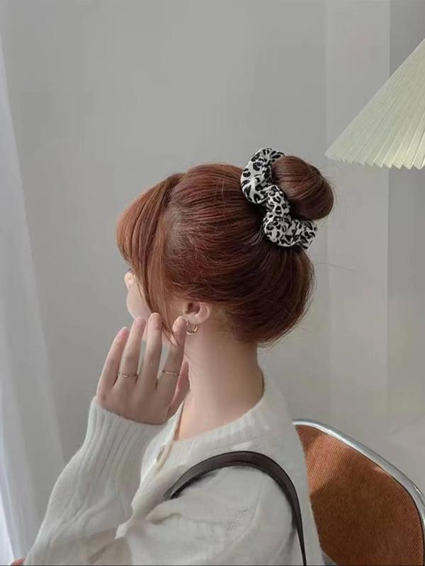 3pcs set Leopard Print Ruched Hair Tie, Trendy Matching Scrunchie, Fashionable Hair Accessories for Women & Girls, Casual Versatile Hair Accessories for Daily Wear