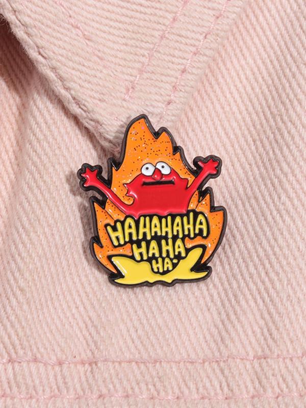 Cartoon Fire Man Design Brooch, Cute Casual Alloy Badge for Daily Clothing Decor, Trendy All-match & Exquisite Brooch for Birthday Gift