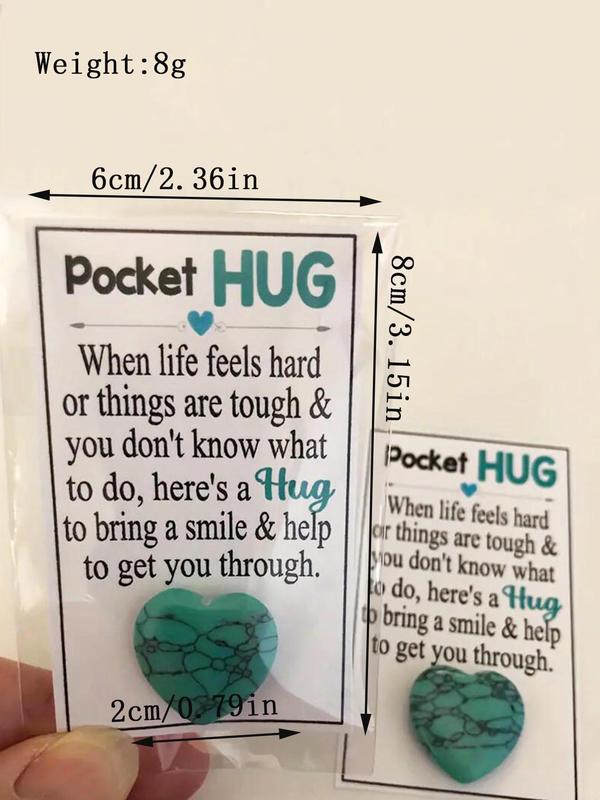 Faux Turquoise Textured Heart Shaped Pocket Hug Gift, Sweet Thoughts Gift, Jewelry Making Accessories for Women & Girls