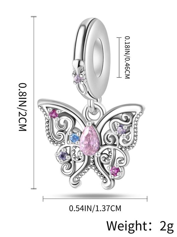Novelty Rhinestone Decor Butterfly Design Pendant, Cute Stylish Charm for Bracelet & Necklace Making, Fashionable DIY Jewelry Making Supplies for Women & Girls