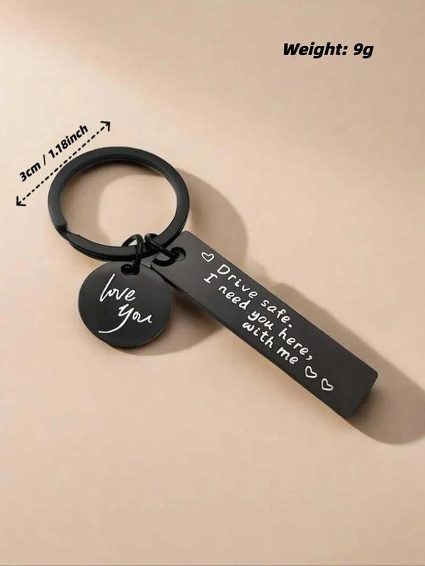 Letters Pattern Keychain for Boyfriend, Square & Round Shaped Key Chain for Car, Fashion Accessories for Daily Use