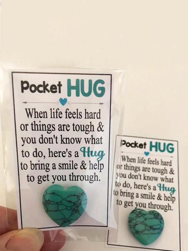Faux Turquoise Textured Heart Shaped Pocket Hug Gift, Sweet Thoughts Gift, Jewelry Making Accessories for Women & Girls