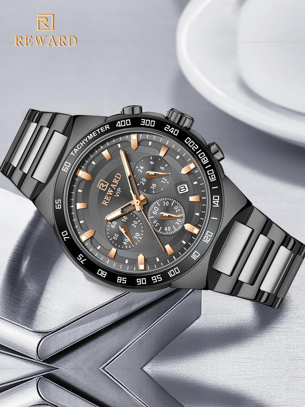 Men's Business Fashion Round Dial Analog Quartz Watch for Summer, Casual Waterproof Watches for Men with Glow in The Dark Design, Trendy All-match & Exquisite Watch for Birthday Gifts with Box