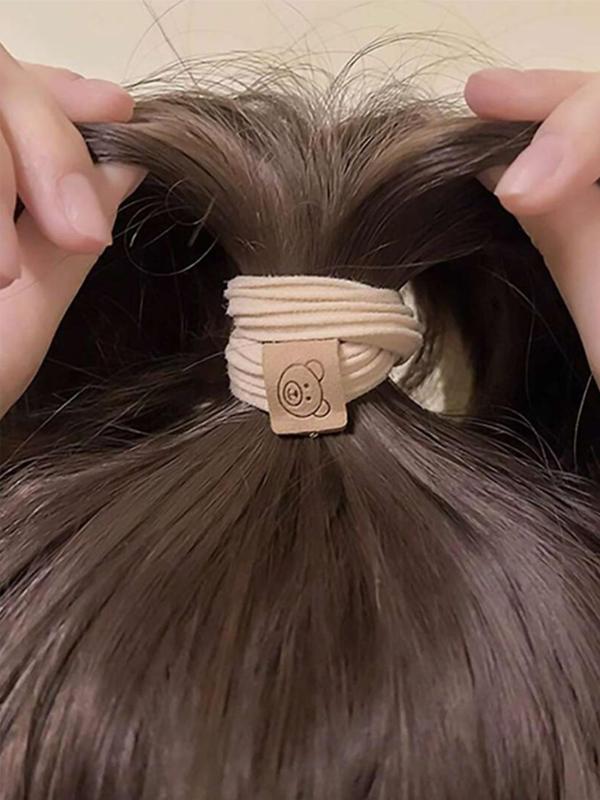Cute Bear Patched Design Hair Tie, High Stretch Hair Tie, Fashion Hair Accessories for Women & Girls, Minimalist Headwear Suitable for Thick Hair Hairstyles Ideas