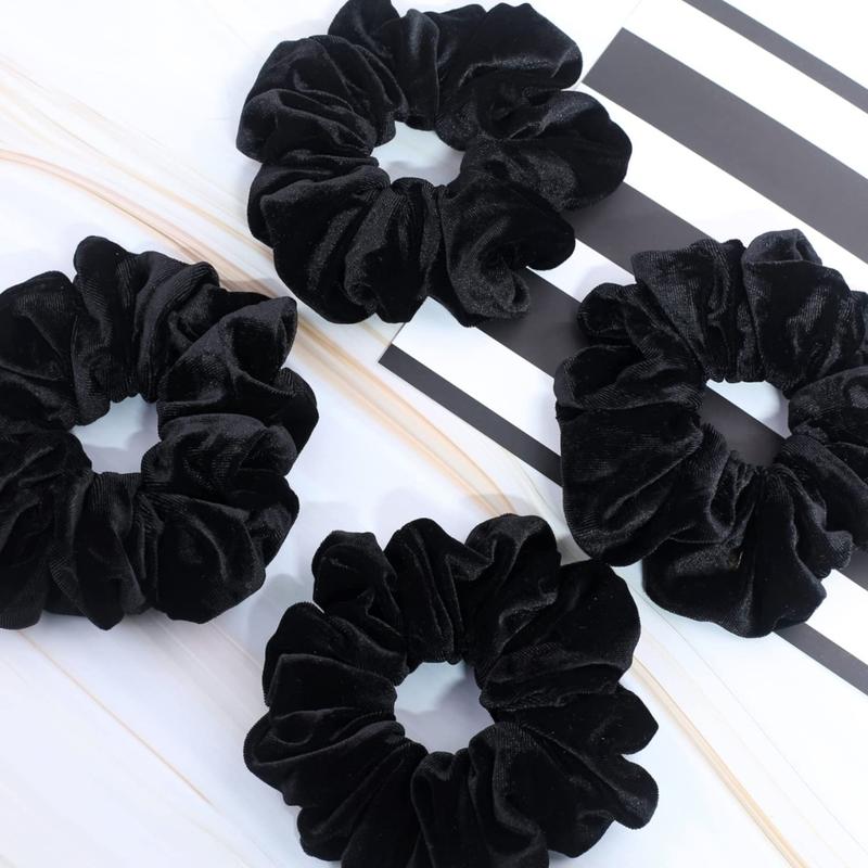 Large Scrunchies for Women's Thick Hair,Soft Scrunchie, XL 6 inch Big Elastic Band Hair Accessories, 4 Pack, Black
