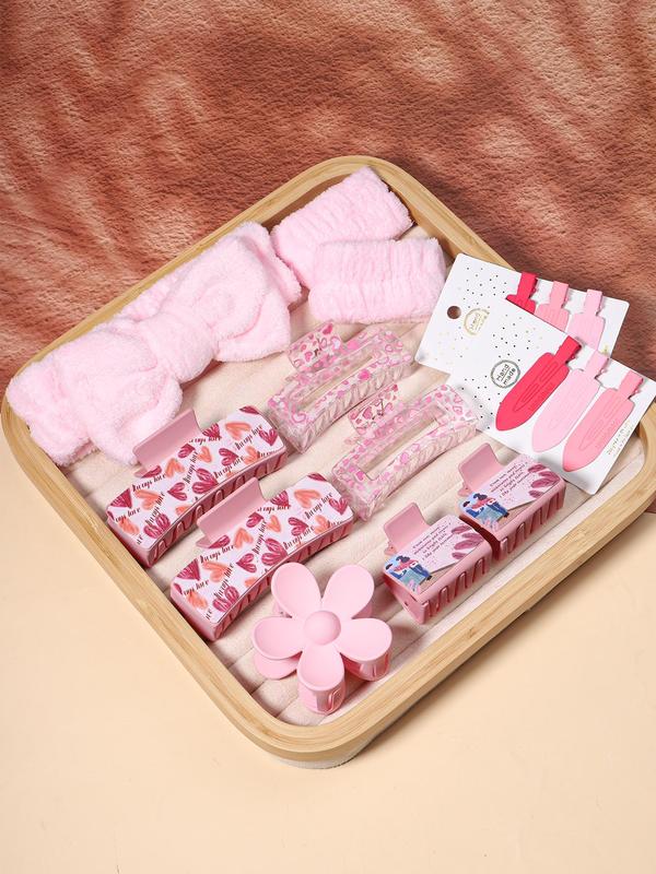 Cute Hair Accessories Set, Bowknot & Flower Design Hair Tie & Hair Clip & Hair Claw & Wrist Strap, Fashion Hair Accessories for Women & Girls