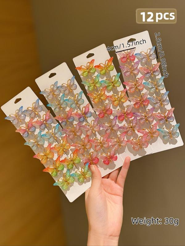 Butterfly Design Textured Hair Clips, Sweet Colorful Hair Accessories for Women & Girls, Minimalist Headwear Suitable for Thick Hair