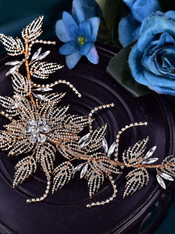 Rhinestone Decorated Flower Design Headwear, Elegant Hair Accessories for Wedding Bridal, Fashion Hair Accessories for Party, Daily Clothing Decor