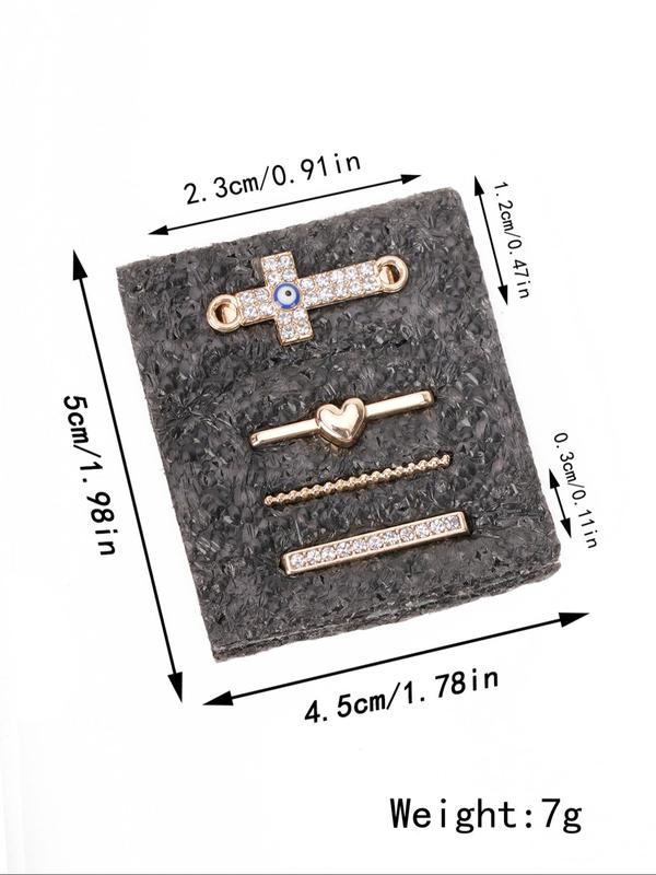 Rhinestone Decorated Watch Band Decorative Rings, Fashionable Heart & Cross & Eye Design Watch Strap Charms for Women, Trendy All-match & Exquisite Watch Strap Accessories for Birthday Gift