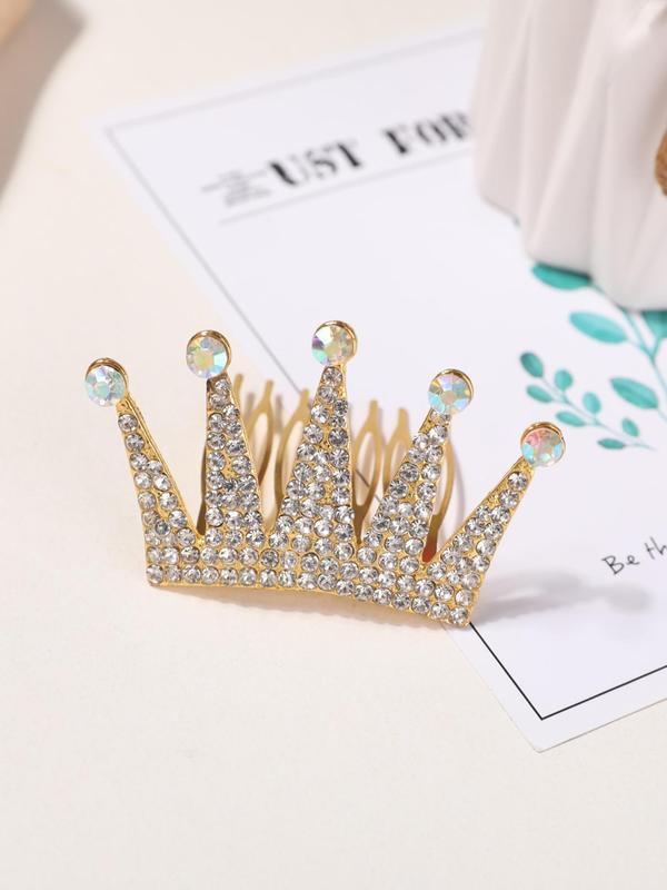 Rhinestone Crown Decor Hair Comb for Wedding, Elegant Bridal Headwear for Wedding Bridal Party Formal Occasions, Fashion Hair Accessories for Women