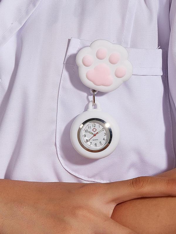 Cute Cat Paw Design Stretchable Watch, Casual Round Dial Analog Quartz Watch for Women, Simple Wristwatch for Daily Wear, Perfect for Students and Nurses