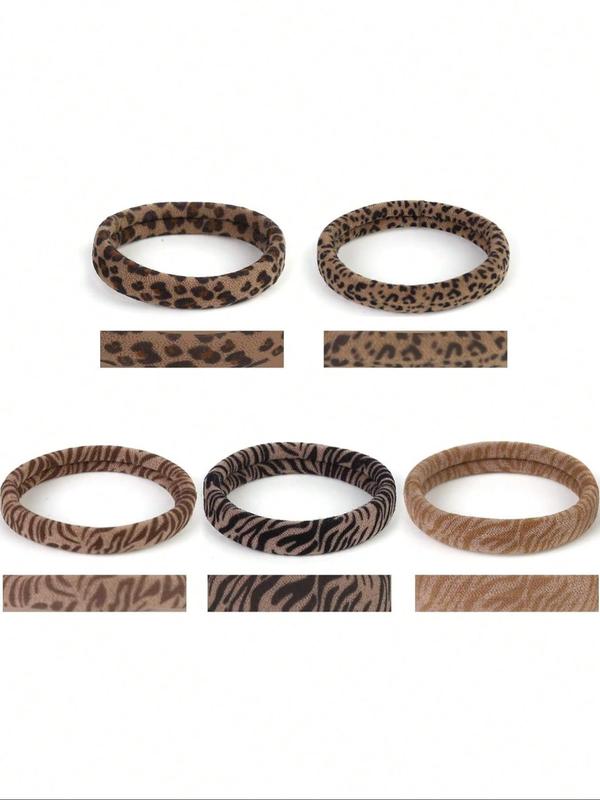 2024 New Style Random Leopard Pattern Hair Tie, High Stretch Hair Tie, Cute Hair Accessories for Women & Girls, Minimalist Headwear Suitable for Thick Hair