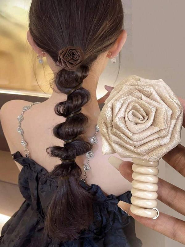 Cute Flower Design Hair Tie, 2024 New Style Fashionable Hair Accessories for Women & Girls, Perfect for High Ponytails and Fixing Hair, Suitable for Daily Wear