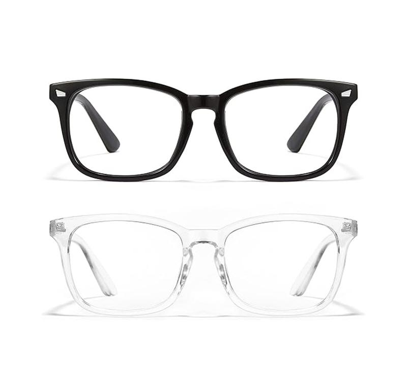 Computer Gaming Glasses, 2 Pack Glasses,Black and Transparent, Multi-purpose Eye Protection Tool for Camping, Hiking, Driving, Cycling