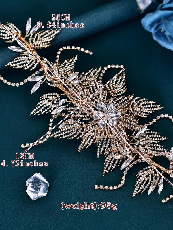Rhinestone Decorated Flower Design Headwear, Elegant Hair Accessories for Wedding Bridal, Fashion Hair Accessories for Party, Daily Clothing Decor