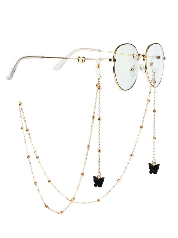 Butterfly Decor Chain Eyeglass Holder Strap, Casual Matching Eyeglass Hanger Strap, 2024 Trendy Glasses Holder Necklace, Fashion Vintage Eyewear Accessories for Men & Women