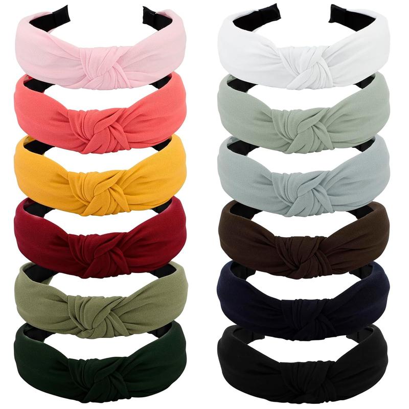 12 Pack Colorful Headbands for Women Non Slip Wide Girls Head Bands Cute Boho Natural Knotted Headbands Hair Band Hair Accessories Womens Fashion Headband Birthday Gifts for Women