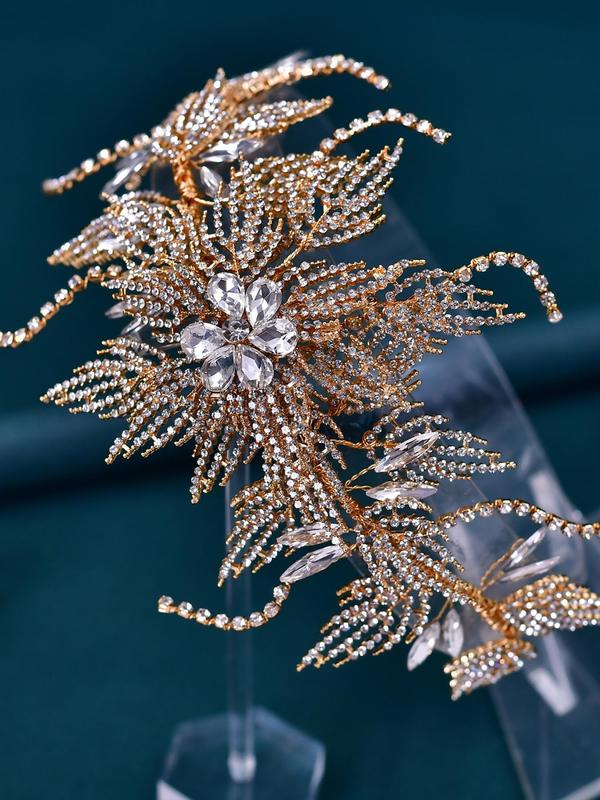 Rhinestone Decorated Flower Design Headwear, Elegant Hair Accessories for Wedding Bridal, Fashion Hair Accessories for Party, Daily Clothing Decor
